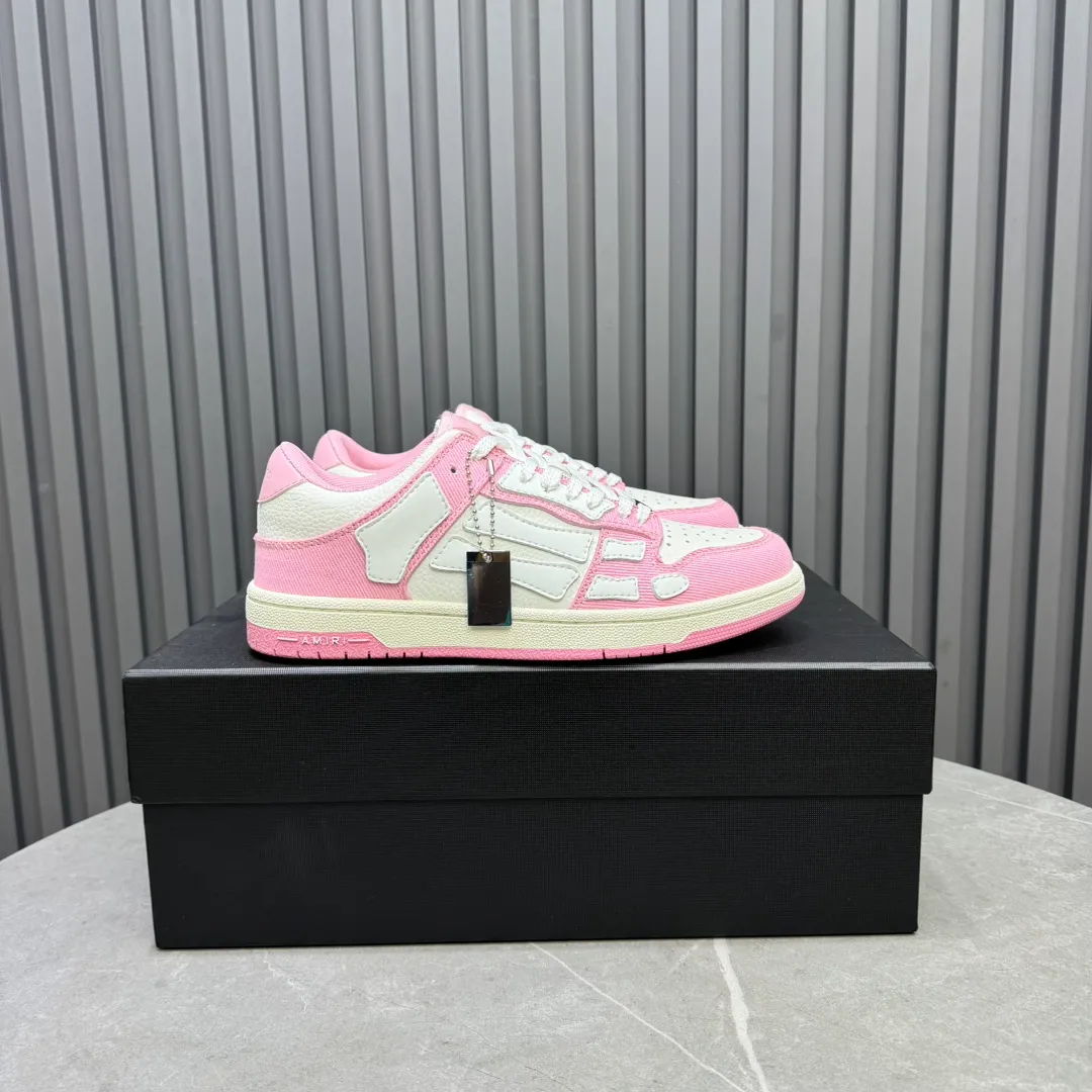 Men's men's shoes 💰600 AMIRI high street sneakers with bone sports shoes, toe layer cowhide upper, upper side bones, hand-stitched, good three-dimensional effect, customized metal LOGO, size 38-45 46